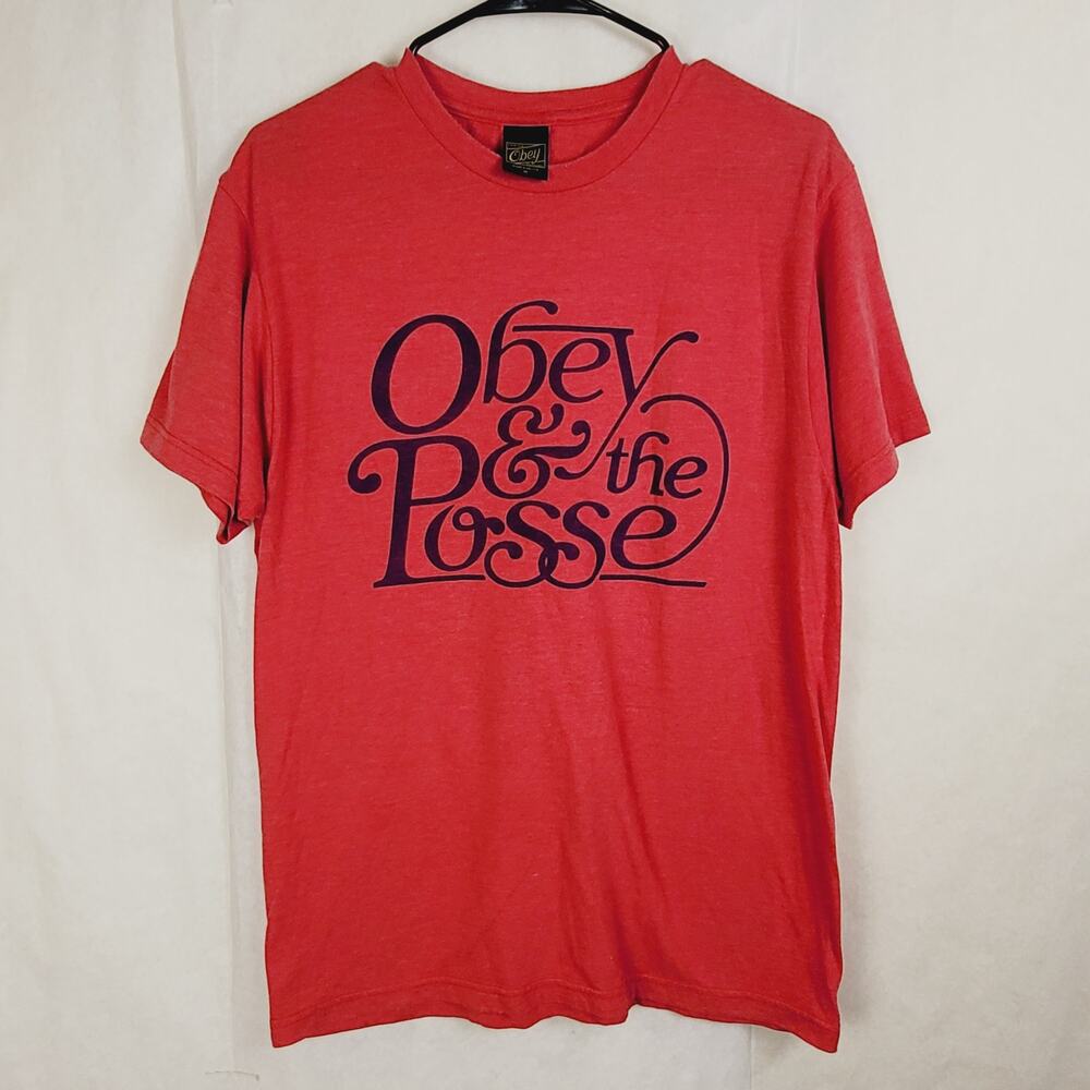 Obey heathered red tshirt Size medium Y2K Skater Graphic